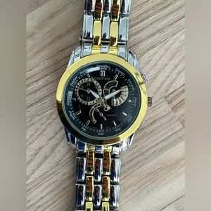 Cote D’Azur Men’s Watch Vintage Two Tone Bracelet and Case Black Dial